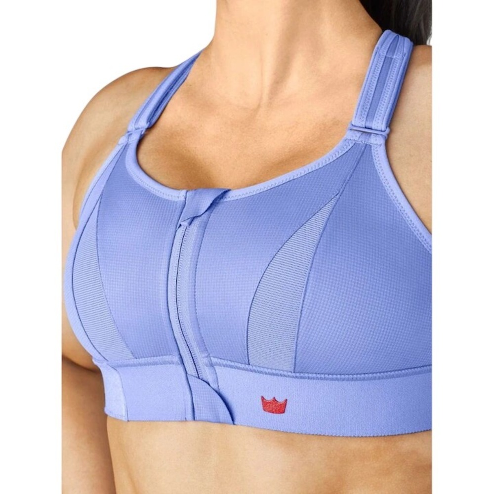 Shefit Ultimate Sports Bra 5Luxe Blue Zip Front High Impact Support W/ Wash Bag